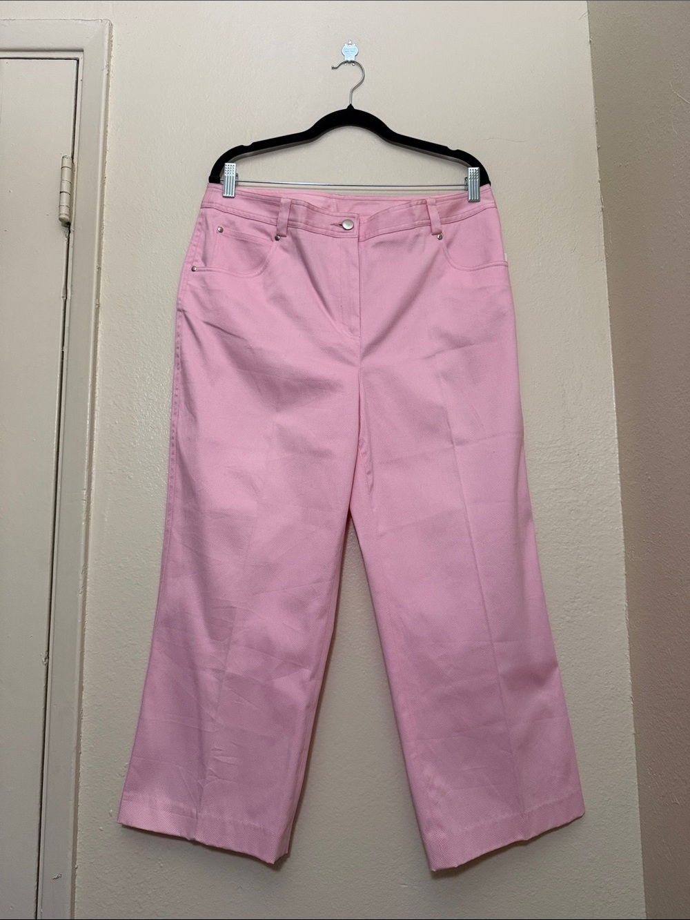 Classic Light Pink Casual Wide-Leg Capri Pants By Eric New York Size 14